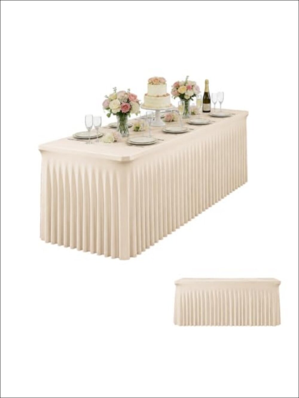 Stretch Table Skirt for 6ft Rectangular Table Pleated Spandex